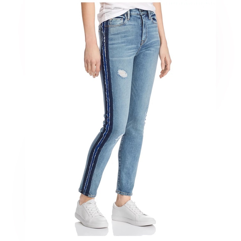 Hudson Barbara Jeans Light Blue Skinny with Dark Side Stripe 025
